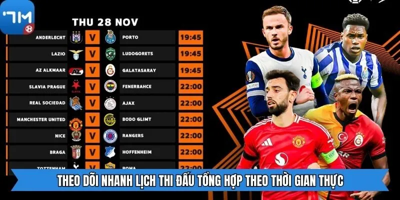 Theo dõi nhanh lịch thi đấu tổng hợp theo thời gian thực